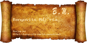 Benyovits Márta névjegykártya